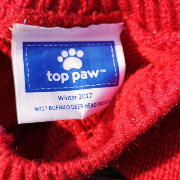 Christmas Winter Dog Sparkly Dress Buffalo Plaid Deer with Pom Pom Top Paw - Picture 9 of 9